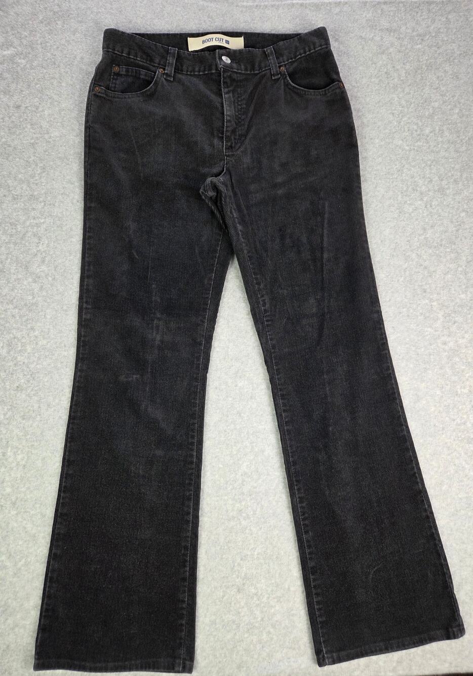 VTG 2008 Gap Corduroy Pants Womens 10 Reg Black Bootcut Stretch Y2K grunge